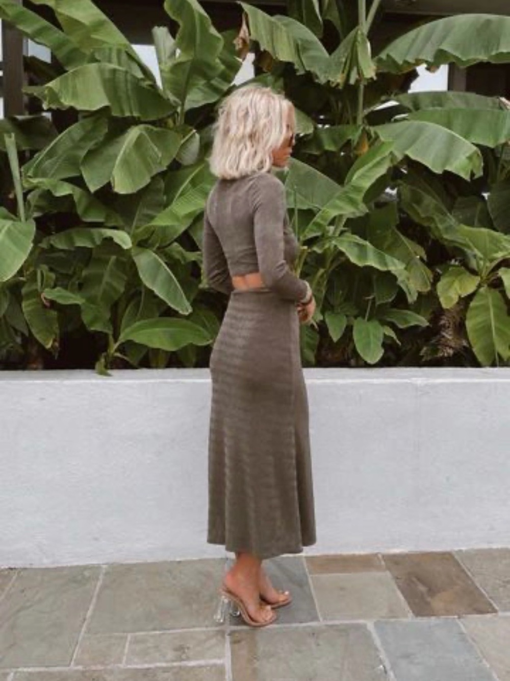 Afternoon Delight Olive Cutout Midi Dress from 12th Tribe - Picture 3 of 5